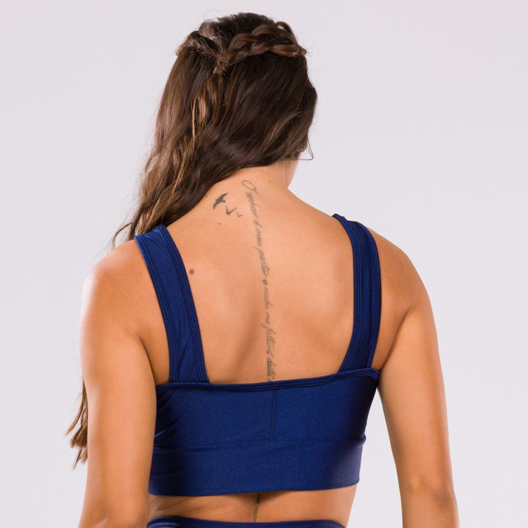 Top Lace Marinho Cyber Platinado Com Bojo