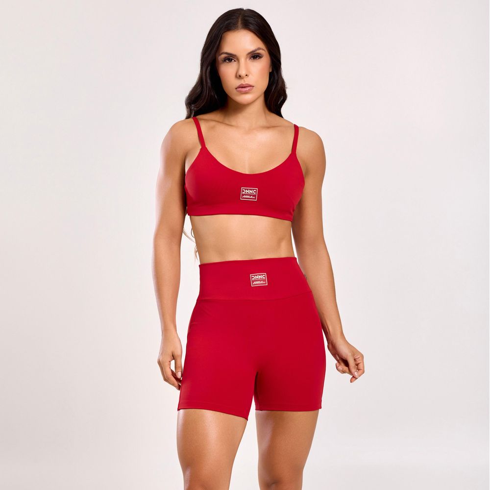 SHORT SEM COSTURA FRONTAL VERMELHO DEDO DE MOÇA EM POLIAMIDA