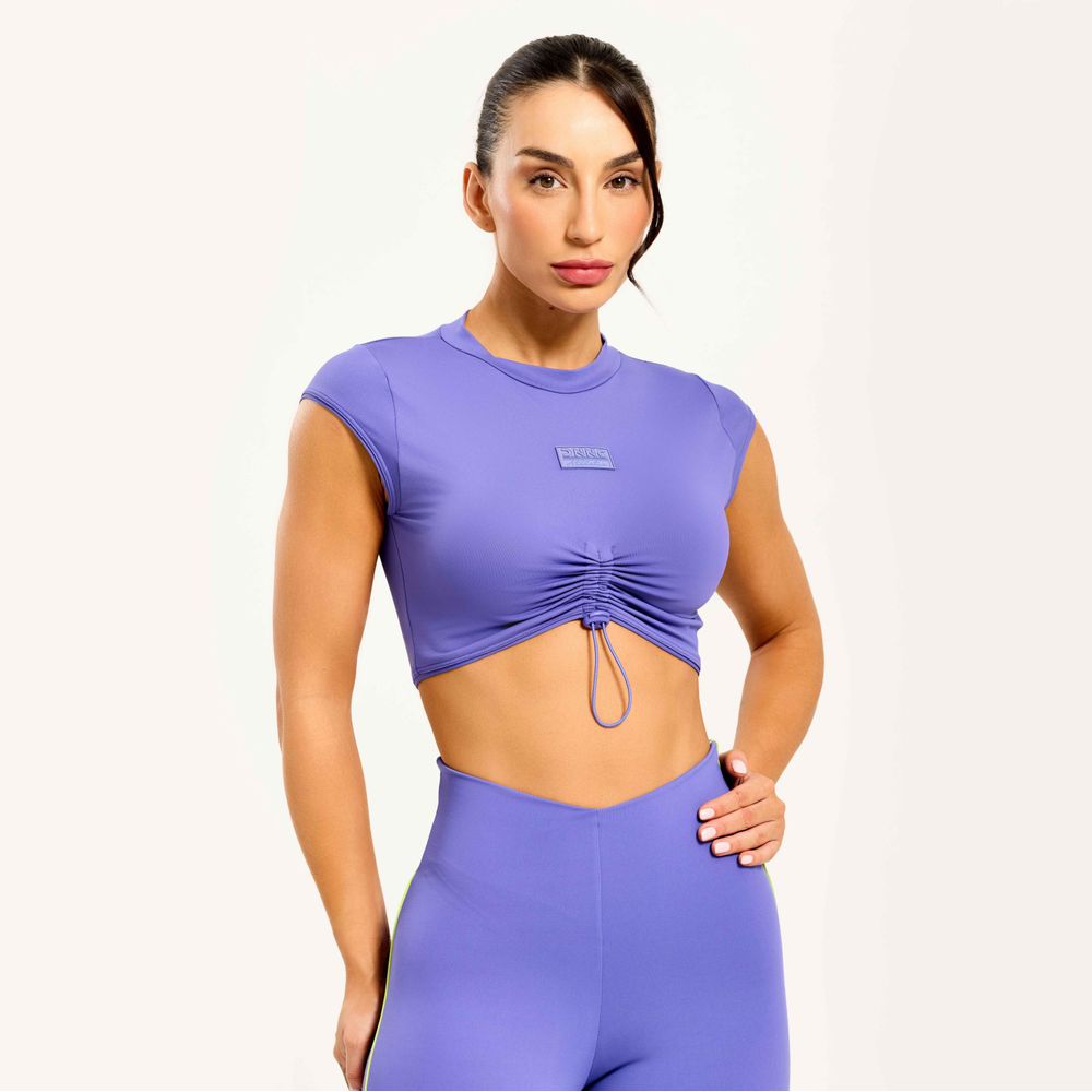 CROPPED MANGA JAPONESA LILÁS POLIAMIDA SOFT COM BOJO