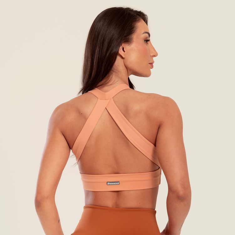 Top Cris Com Bojo Salmão Nepal em Tecido Poliamida Liso