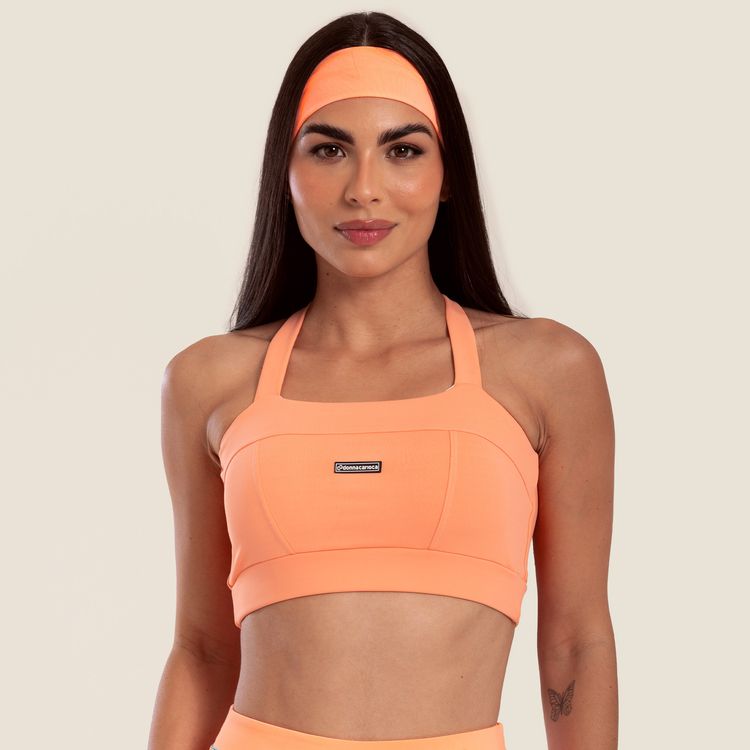 Top Faixa Com Recortes Laranja Lacrou Poliamida