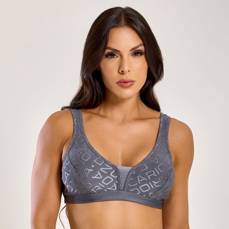 Top j Winner Donna Basics Cinza Texturizado Com Bojo