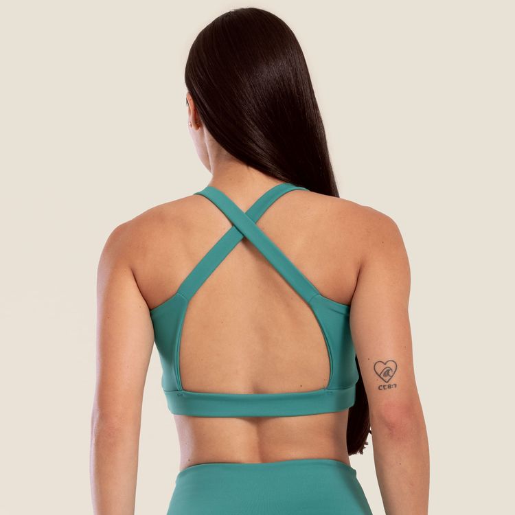 Top Faixa Com Recortes Verde Dynasty Poliamida Com Bojo