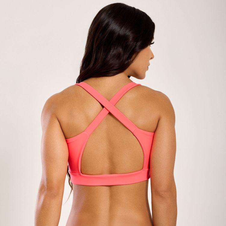 Top Faixa Com Recortes Coral Clip Poliamida Com Bojo