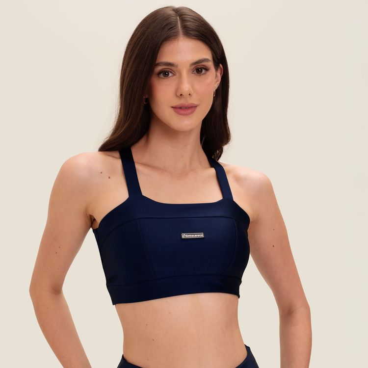 Top Faixa Com Recortes Blue Night Platinado Com Bojo